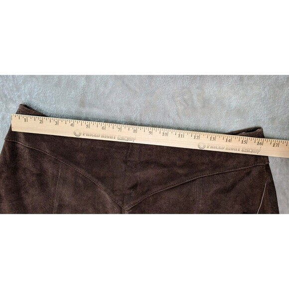 Multiples Sz12 Dead Stock Boho leather Brown Skirt Cowgirl Country Rodeo Y2K - Picture 10 of 12